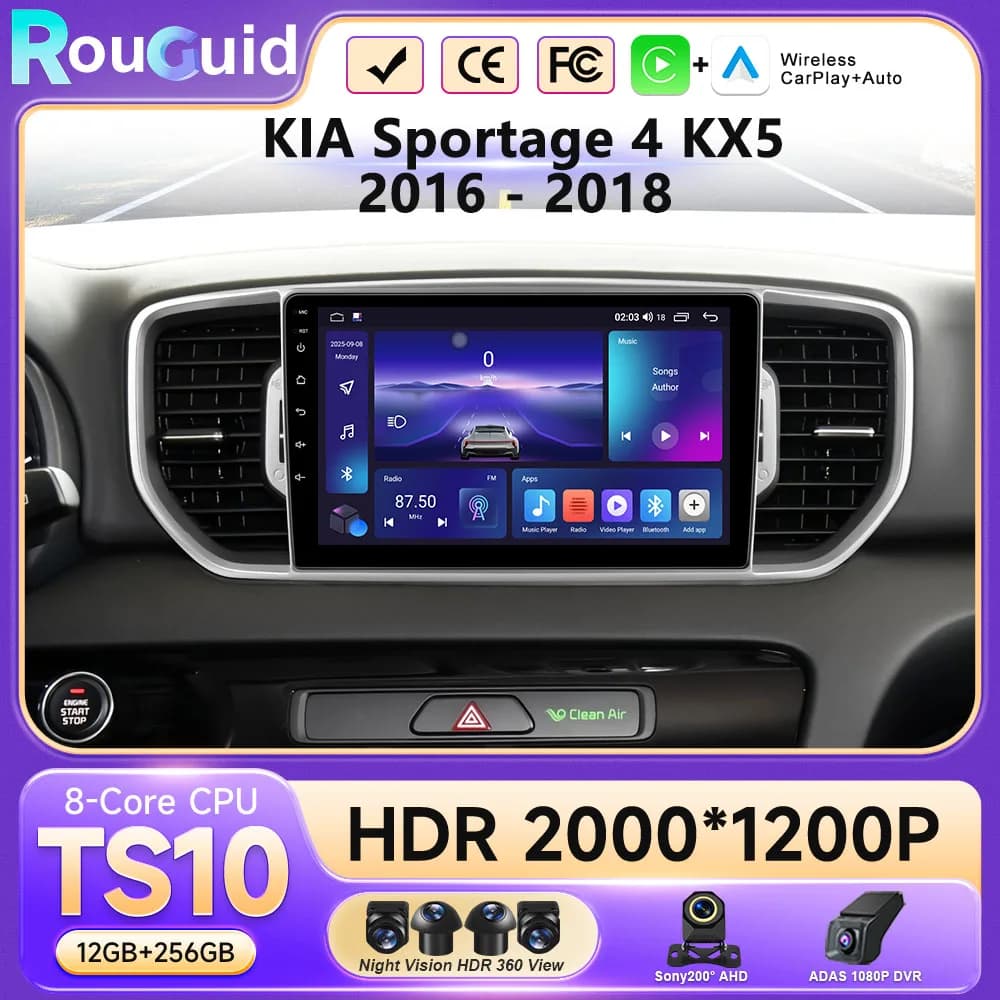 Per KIA Sportage 4 KX5 2016 - 2018 Autoradio Android 16 Multimedia Video Navigazione GPS Senza 2Din Stereo DVD Schermo Touch QLED BT