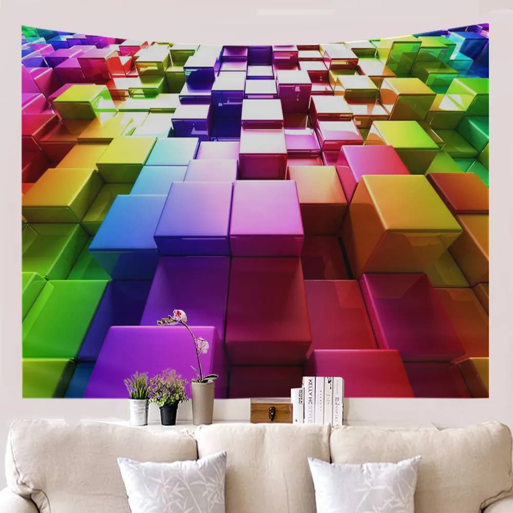 Psichedelico Futuro Science Tape Wall Hanging 3D Modern Geometric Wall Decoration Wall Decoration Copriletto Yoga Mat Picnic Cloth