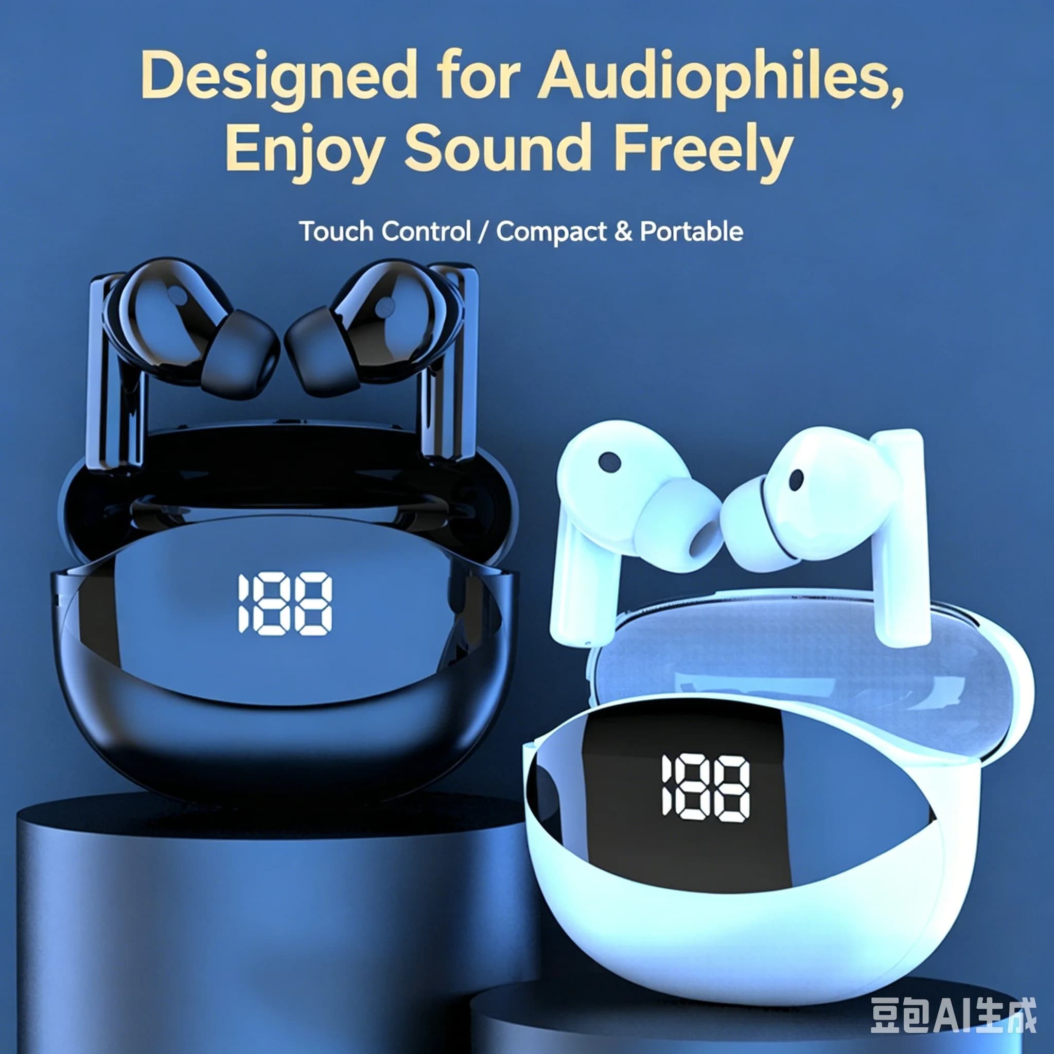 Bluetooth 5.4 Mate 80 Earphones ANC ENC Noise Cancelling Low Latency Gaming Headset LED Digital Display True Wireless Earbuds