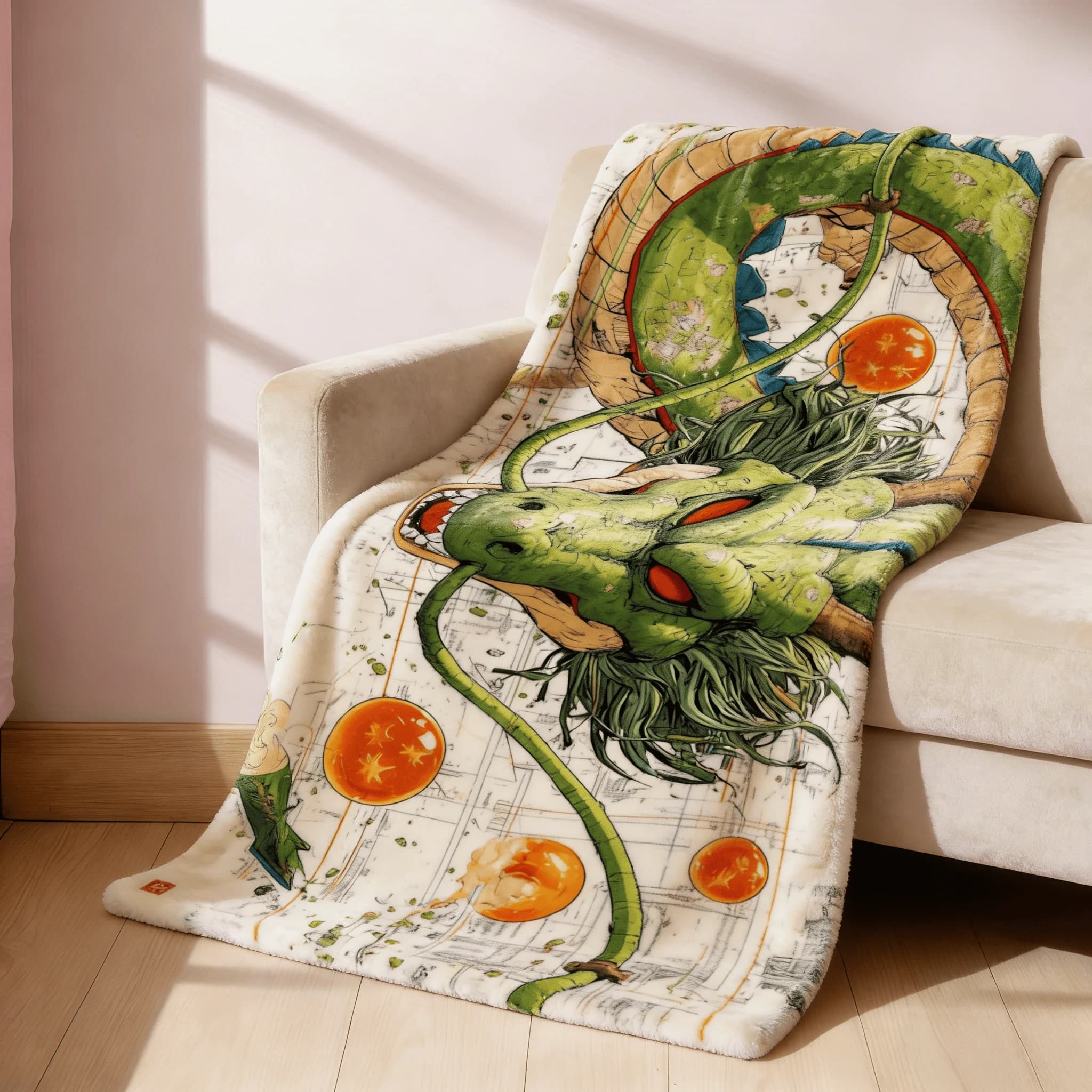 Coperta in pile Dragon Ball Shenron, coperta in flanella morbida e calda stampata in 3D per letto, divano, soggiorno, viaggi, campeggio, picnic