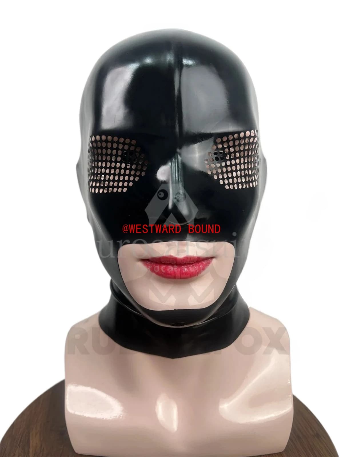 Maschera fetish con cappuccio in lattice di gomma Gioca con maschera fetish liscia senza cuciture Costume con guanti fetish con cappuccio nero senza cuciture