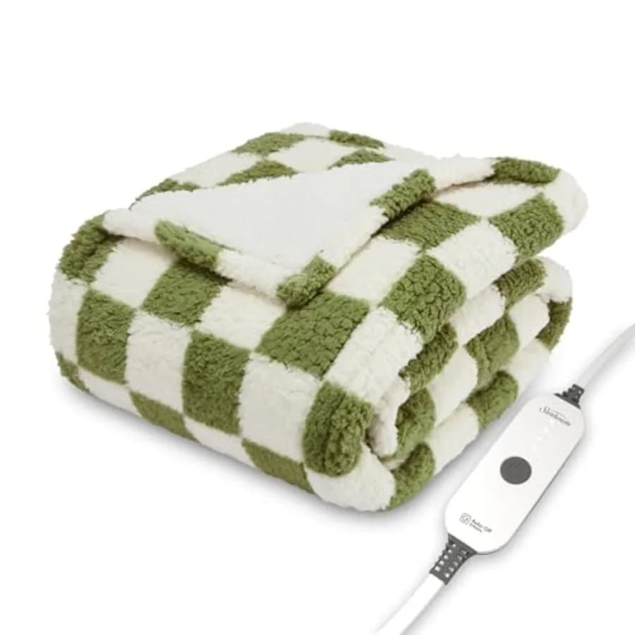 Coperta Elettrica Riscaldata Sherpa Stampata Royal con Tasca per i Piedi, 50" x 60", 4 Impostazioni di Calore, Spegnimento Automatico 4 Ore, Calda e Accogliente