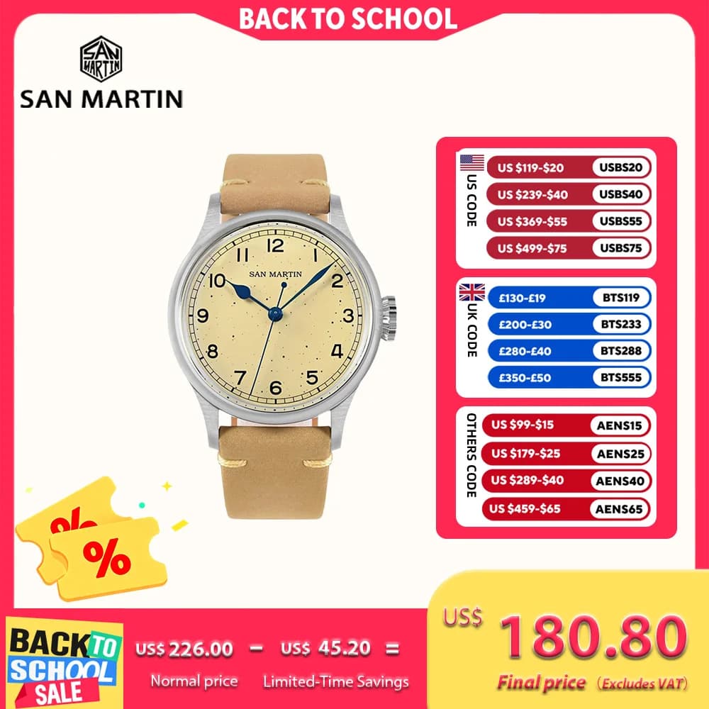 San Martin 38.5mm Lentiggini Orologio Da Uomo Orologio Da Polso Meccanico NH35 Militare Automatico Orologi A Carica Automatica Impermeabile 10Bar SN0105