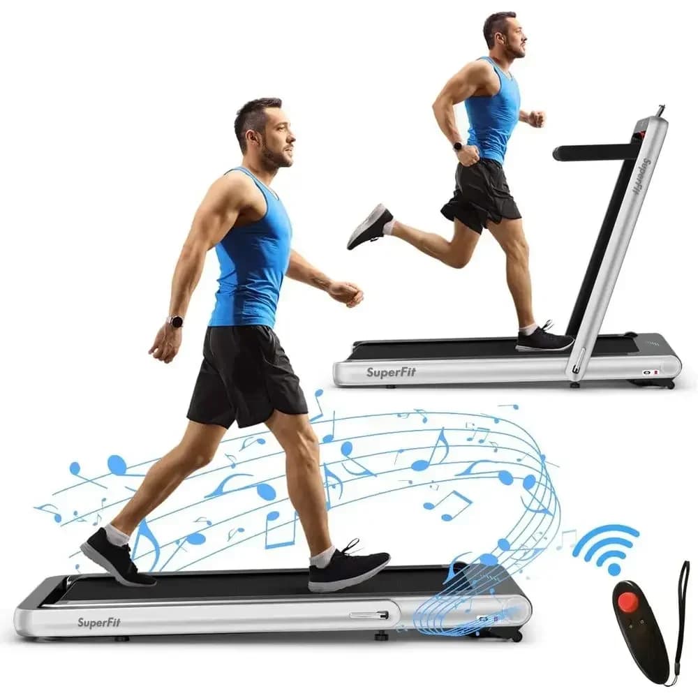 Dual-Purpose Desk Treadmill with 4.75HP Motor, App Control, LED Touchscreen, Bluetooth Speaker, Remote, Suitable for Walking or