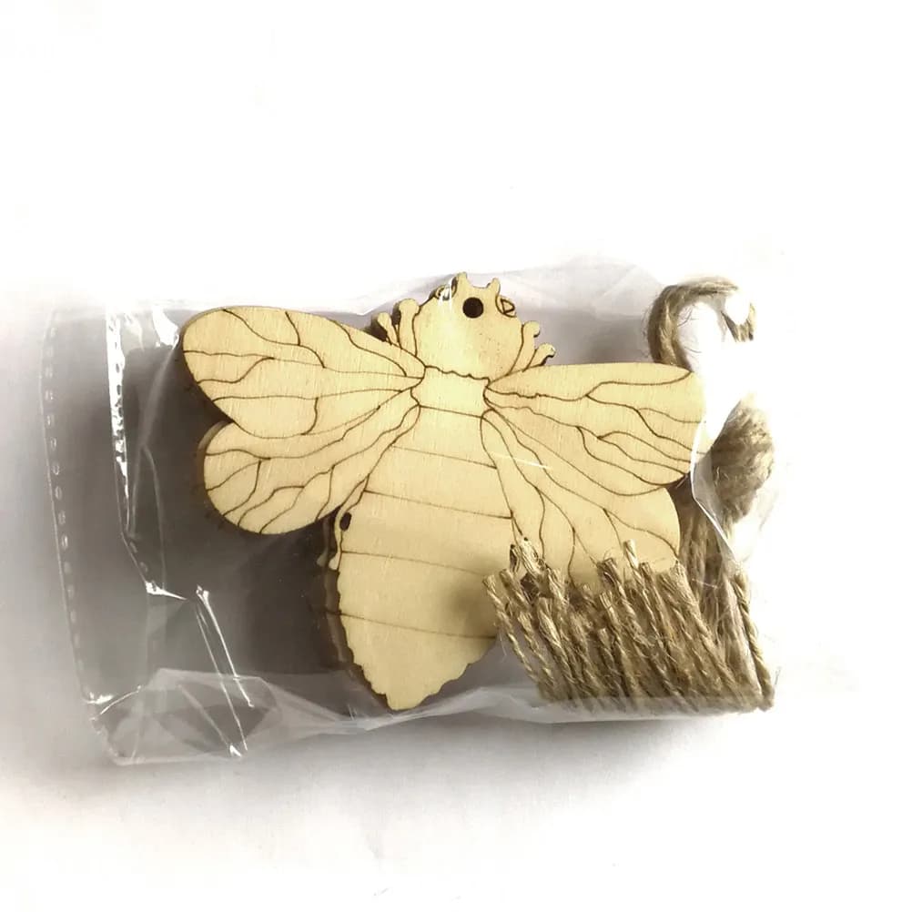 10 Pezzi di Pendenti in Legno Liscio Levigato a Forma di Ape per Progetti Fai-da-Te, Ornamenti da Appendere, Etichette Regalo, Porta Messaggi, Scrapbooking