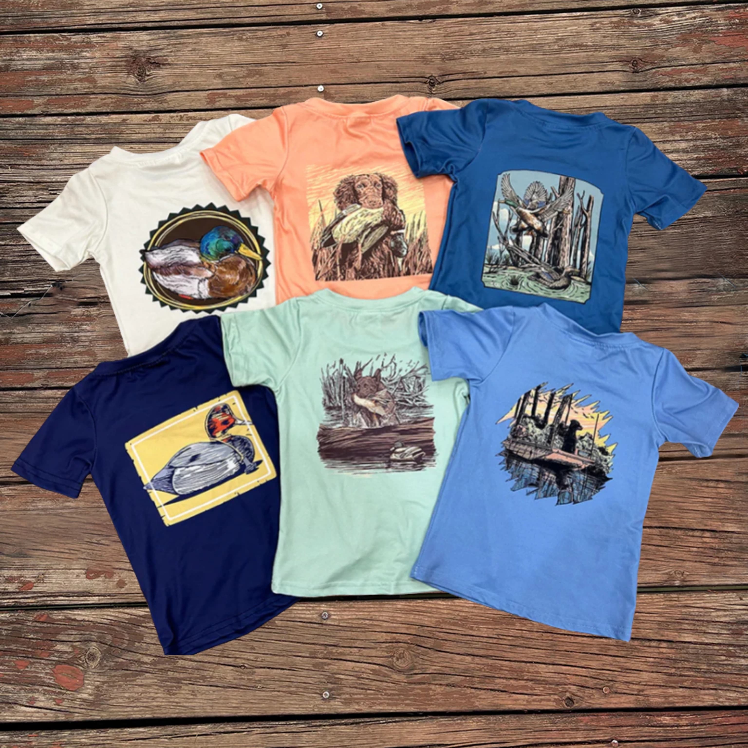 Wholesale Sibling Baby Boy Hunting T-shirt Summer Children Kids Short Sleeves Deer Ducks Dogs Tee Shirt Toddler Tops Clothing
