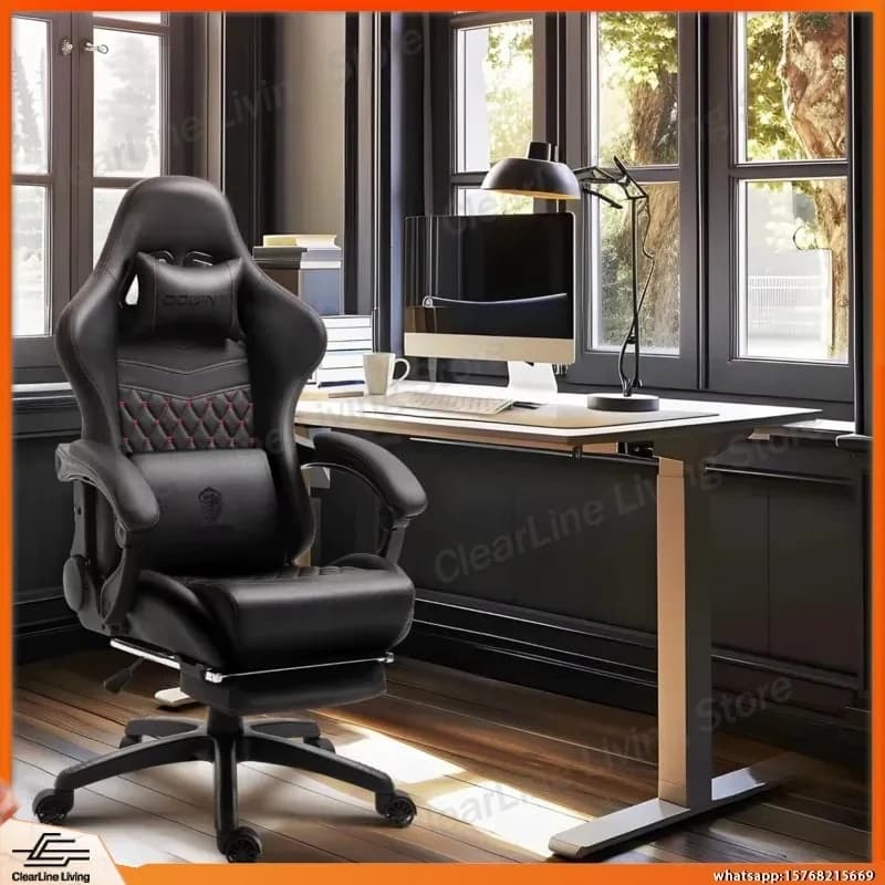 Ergonomic Big and Tall Gaming Chair with Footrest Massage Function Racing Style Reclining Office Chair for Home Office