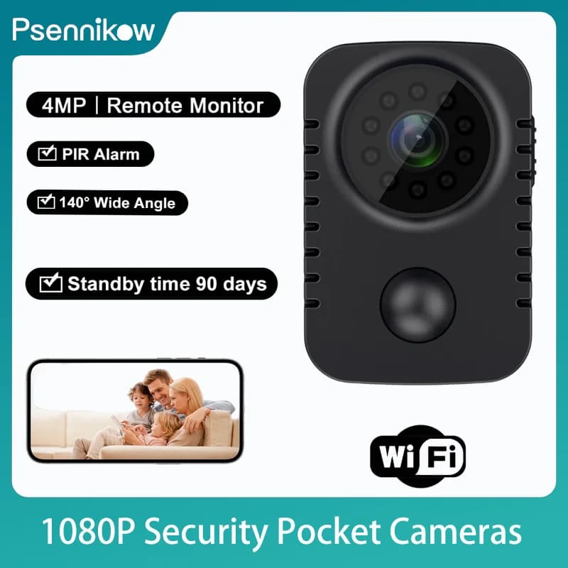 Telecamere di Sicurezza Tascabili 1080P, Mini Telecamera HD Attivata dal Movimento, Piccola Videocamera Spia per Auto, Webcam con 8 Ore di Autonomia