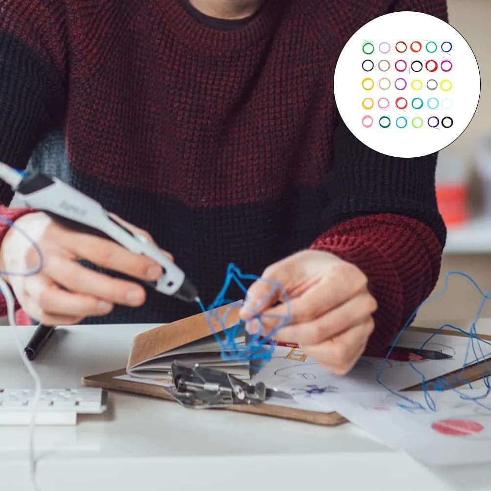 30 Pezzi Filamento PLA per Stampa 3D, Alta Successione di Stampa, Colori Brillanti, Ricariche per Penna 3D, Finitura Liscia e Lucida, per Creazioni Artistiche