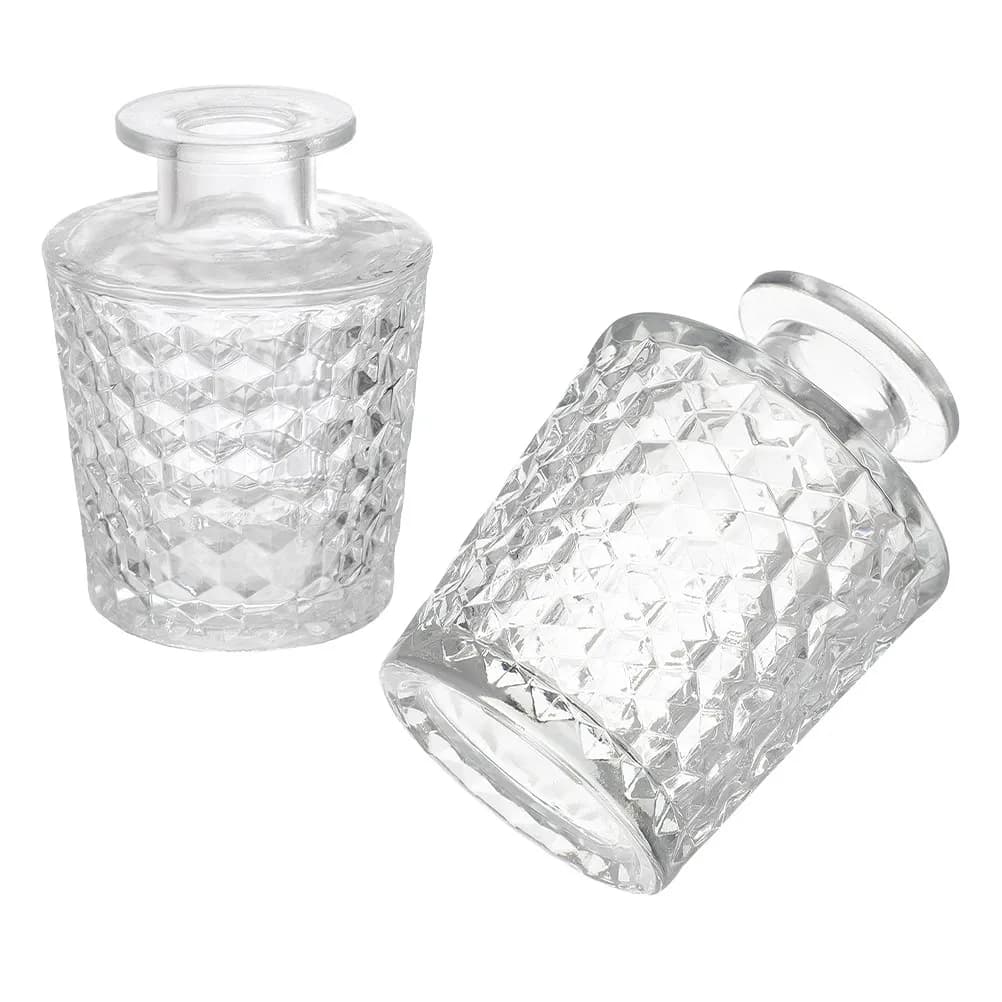 2Pcs Aromatherapy Glass Bottle Clear Diffuser Jar for Fragrance Oil Refillable Home Decor Living Room Bedroom Luxury Design