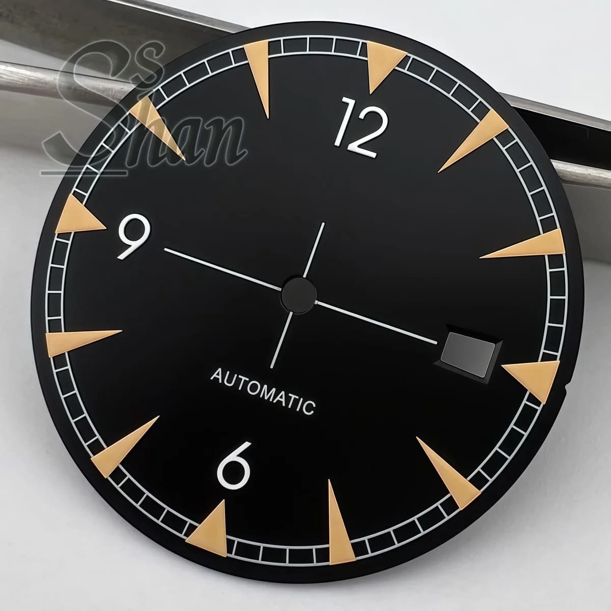33MM Watch Dial Green Black Blue Silver-White Dial Luminous Markers Fit NH35 Movement 3 o'clock Date Window Watch Mod Parts