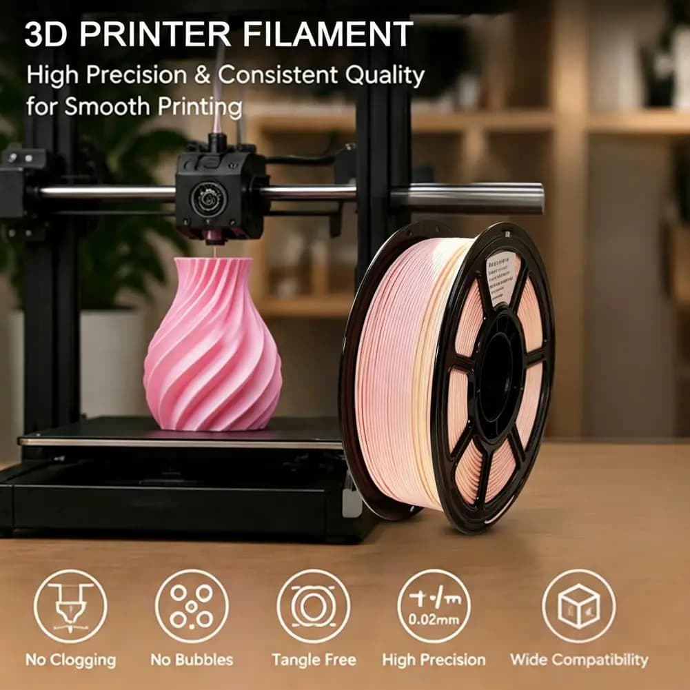 3D Printer PLA Filament 1Kg 1.75mm Matte Rainbow Gradient Filament 3D Printing Filament for DIY Projects, Models and Crafts