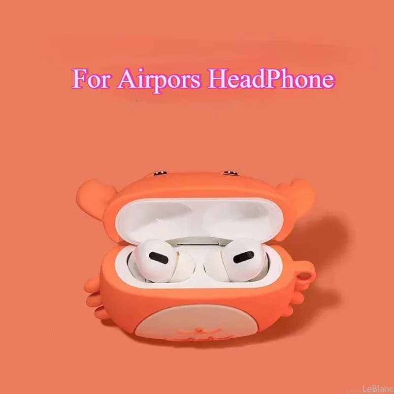 Cute Cartoon 3D Crooked Mouth Crab Headphone Case for Airpods 3 4 Pro Pro2 Pro3 with Keychain Cancer Silicone Case Anti-fall