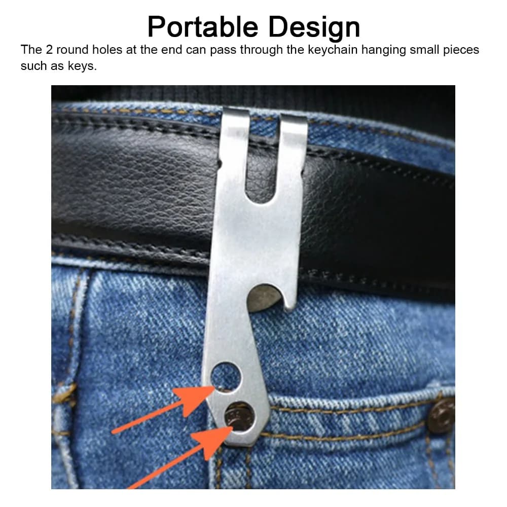 Durable Stainless Steel Suspension Belt Clip With Rubber Ring Double-Sided Belt Clip Compact Money Pocket Clip Hiking