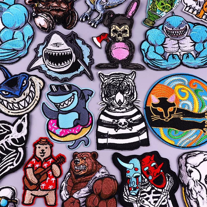 Prajna Rock Shark Toppe embroidered on clothes Hook Loop Toppe animals punk for clothing stickers Distinctive patches for sewing cartoons