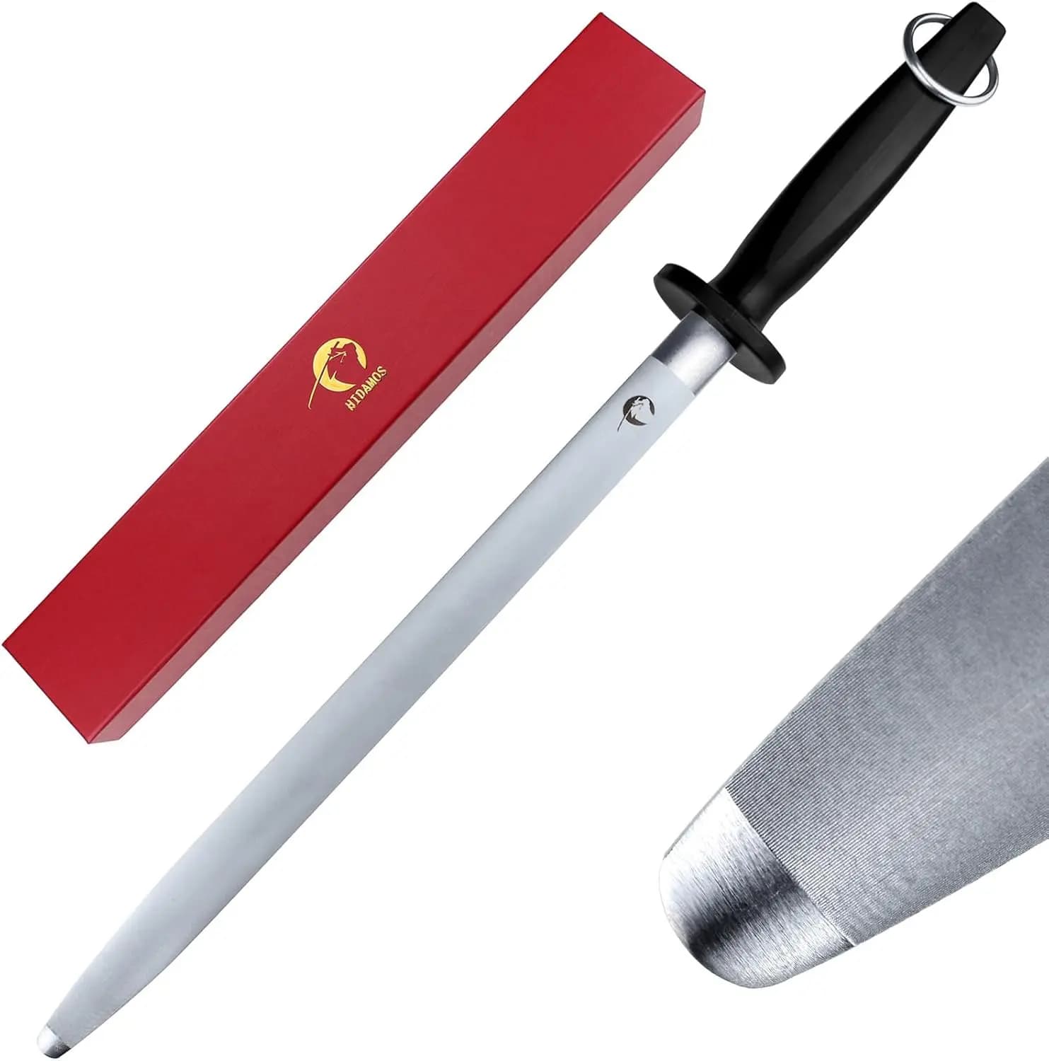 12 Inch Flat Sharpening Rod Steel Knife Sharpener for Kitchen Knives Auction for Carbon Steel Sharpening