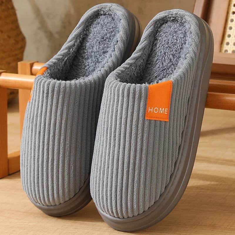 Men Winter Extra Large Cotton Slippers Comfortable Warm Thick Sole Plush Indoor Shoes