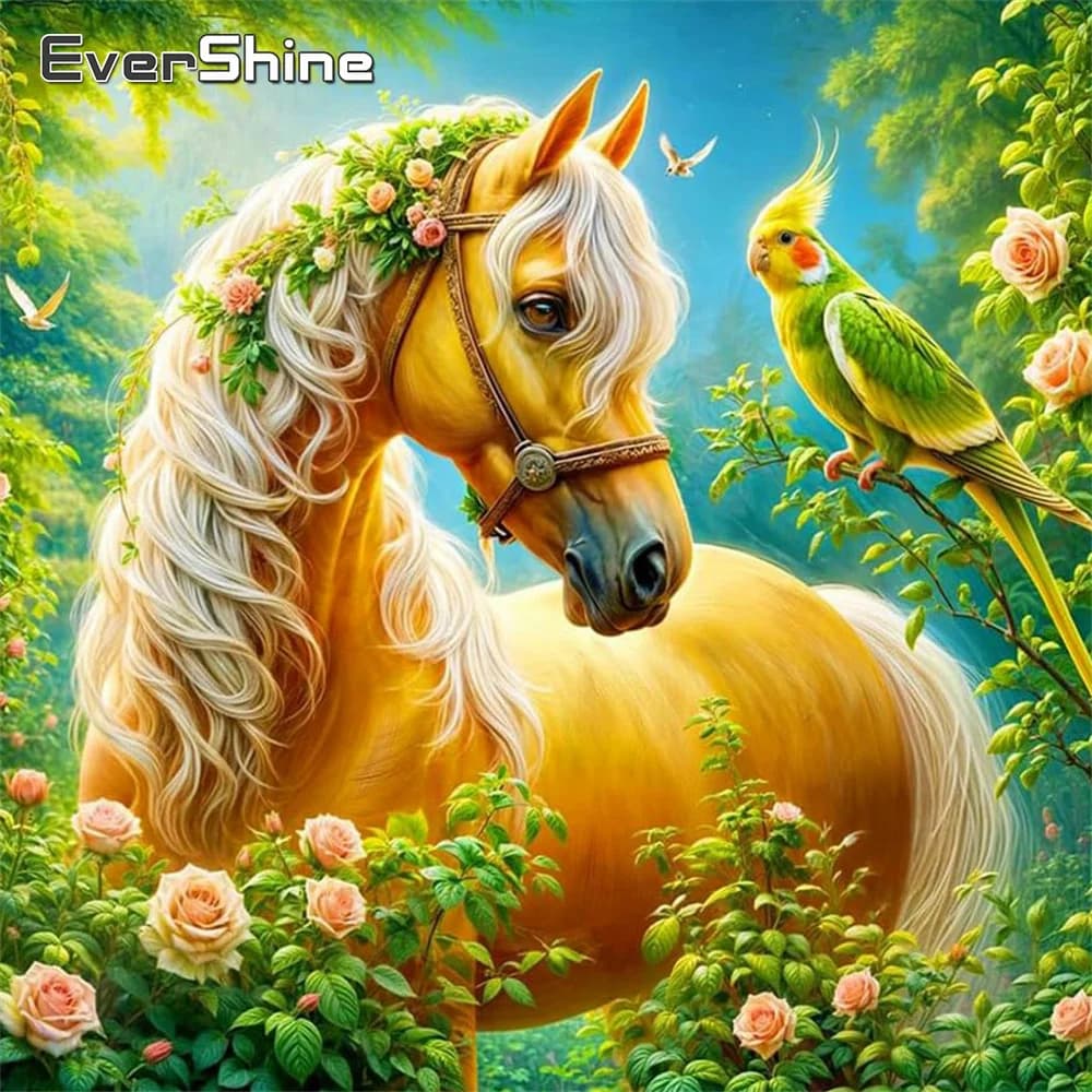 Evershine Diamond Mosaic Horse Cross Stitch Diamond Painting Bird 5D DIY Kits Embroidery Summer Flowers Handmade Hobby