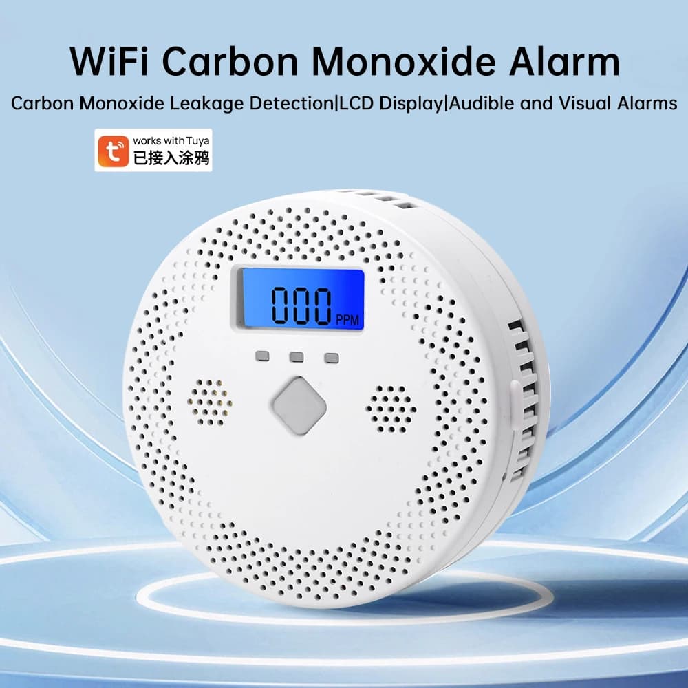 Rilevatore portatile di monossido di carbonio Tuya WiFi Allarme intelligente di monossido di carbonio Adatto per case, uffici, ecc.