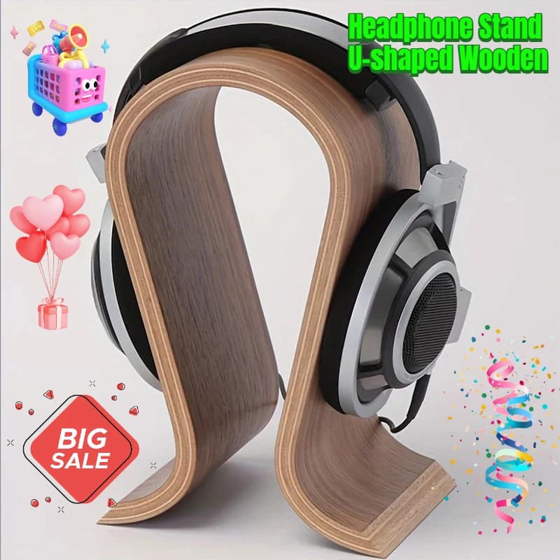 Supporto per cuffie Supporto per cuffie in legno a forma di U Espositore per cuffie da tavolo