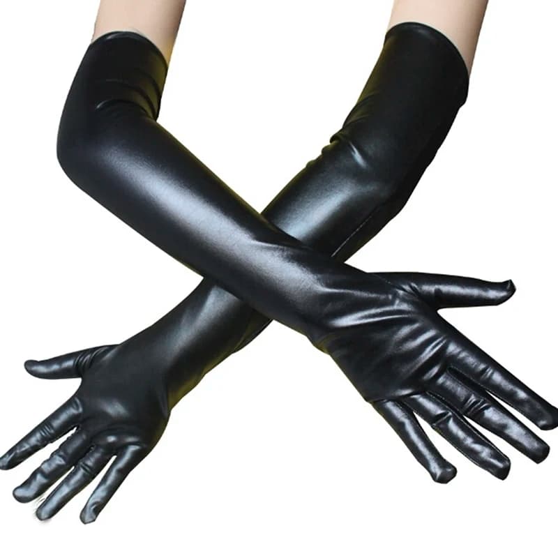 1 paio di guanti lunghi lucidi da donna Sexy in pelle Latex Clubwear Party Opera Costume