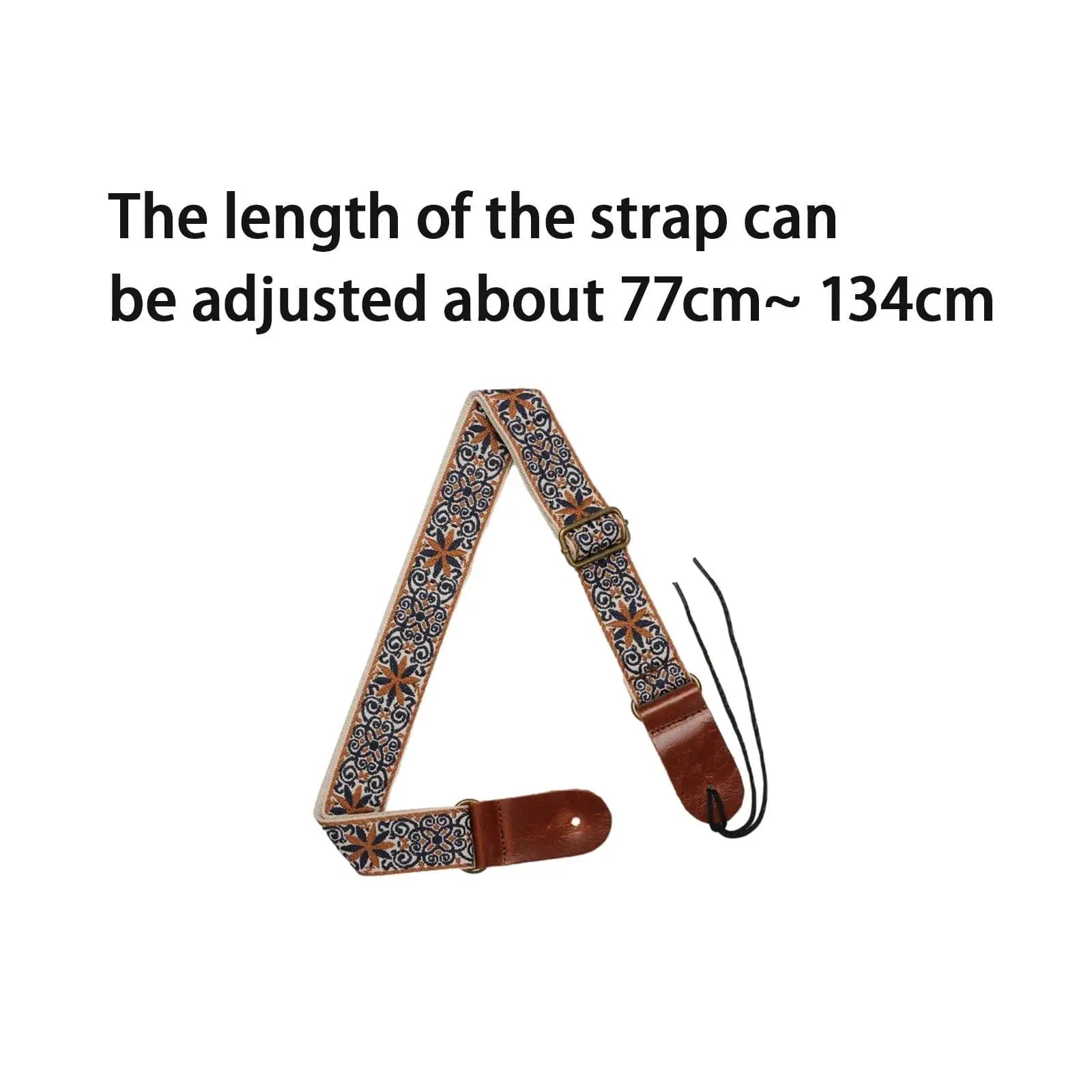 Ethnic Embroidered Ukulele Strap Belt Adjustable Soft Nylon Classic Guitar Accessory for All Size Guitars and Ukuleles