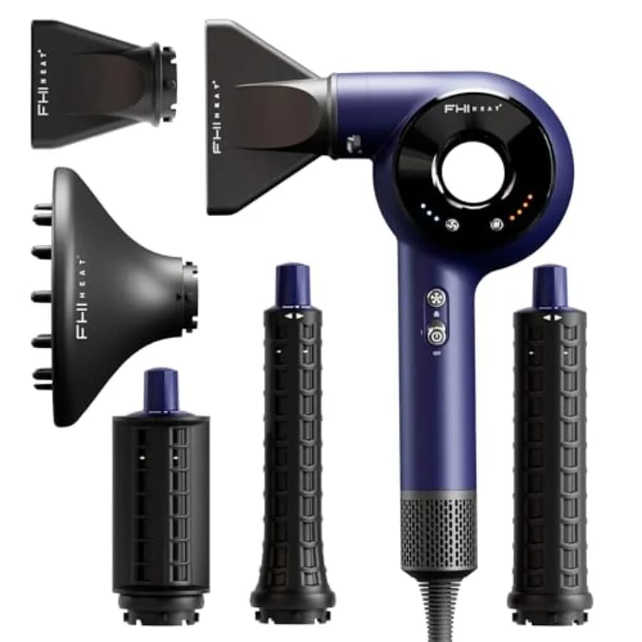 VersaSphere Pro Air 6-in-1 Multi-Styler, Professional Hair Dryer with Diffuser for Use in Salon, Light Body in Aluminium, Black