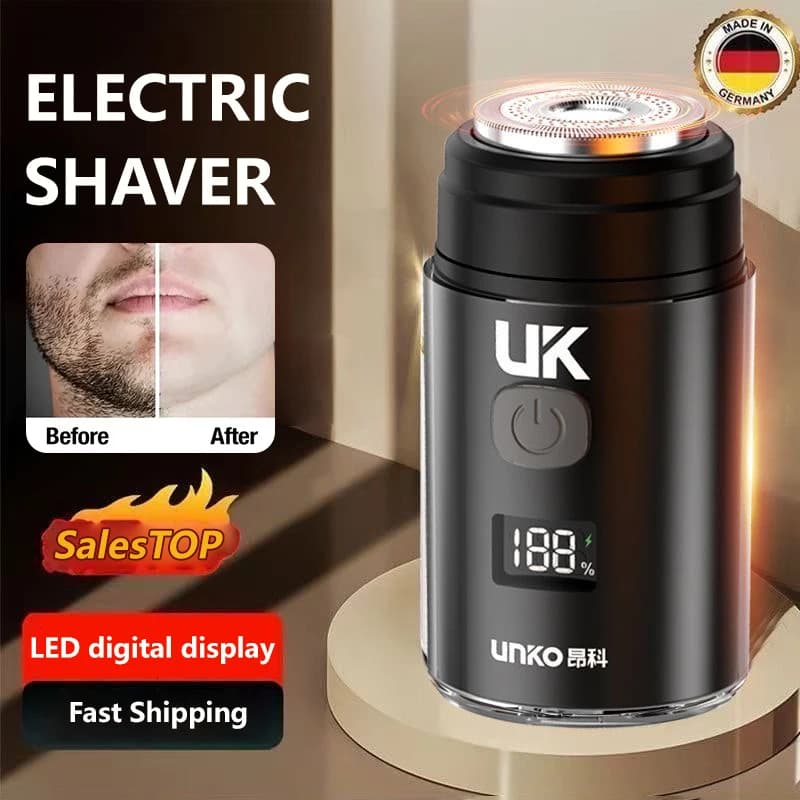 Men's Portable Razor Rechargeable Electric Razor LED Digital Display Shaving Razor For Waterproof Shaving Shaving Razor For Wet and Dry Car Charging