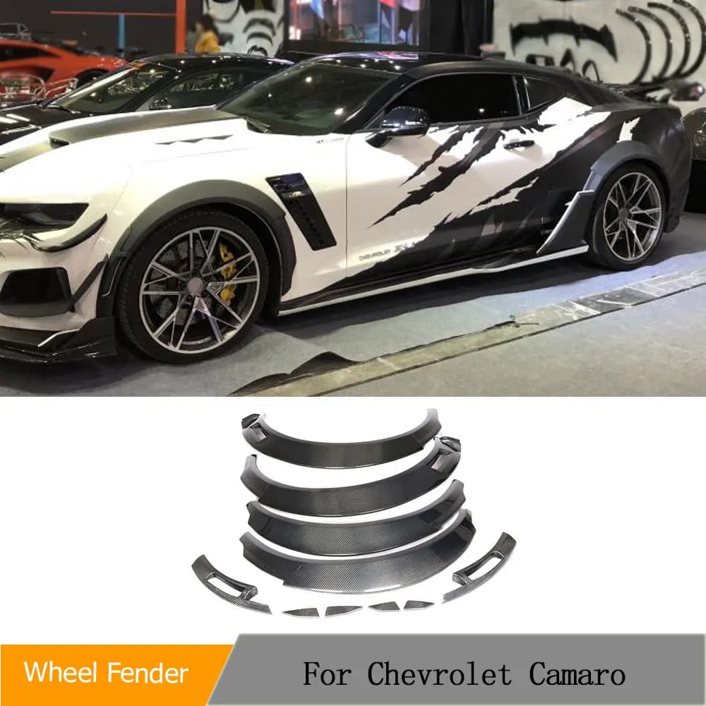 Flares parafanghi per passaruota per auto in fibra di carbonio per Chevrolet Camaro 2016 - 2019 Parafanghi per auto Copertura Trim FRP Nero