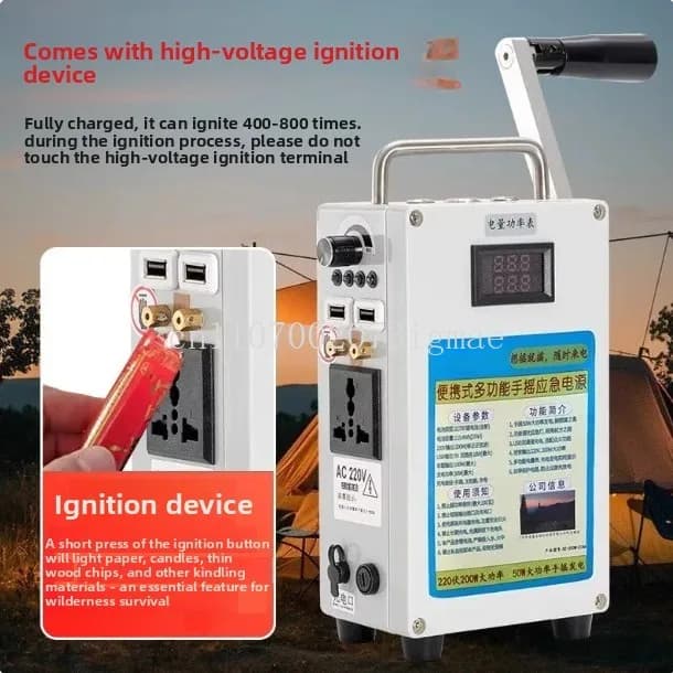 Power supply 220V160W hand generator self-driving camping emergency lighting ignition power bank power storage outdoor