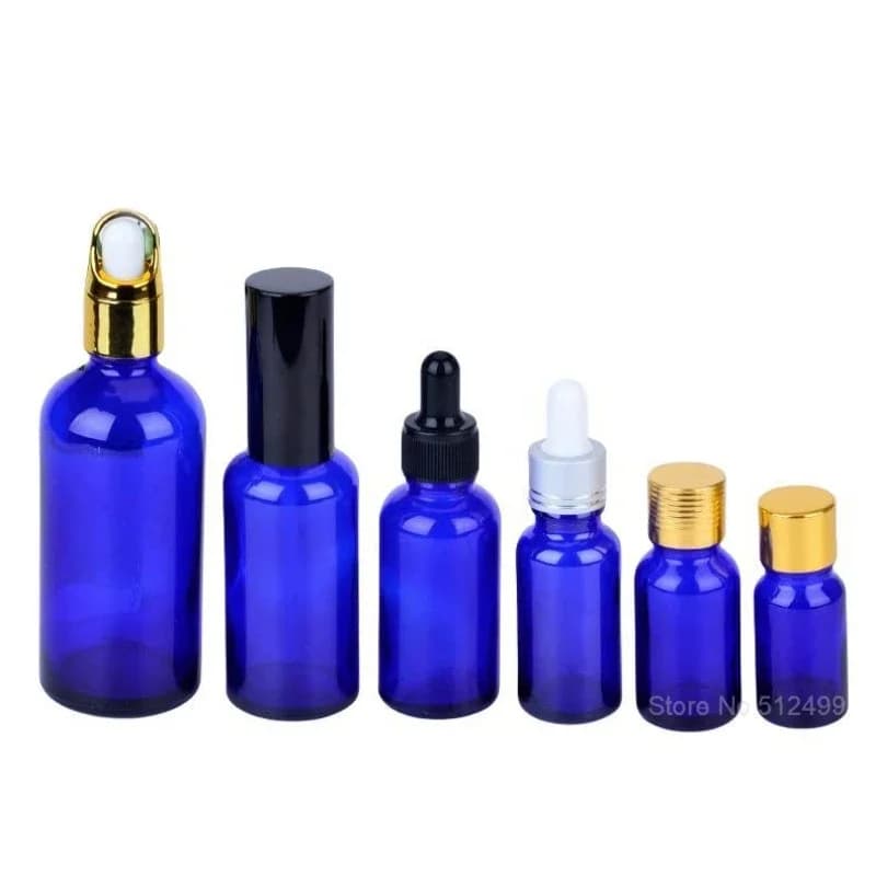 5/10/30pcs blu flacone contagocce vuoto contenitore di profumo bottiglia riutilizzabile in vetro con pipetta per flaconi cosmetici olio essenziale
