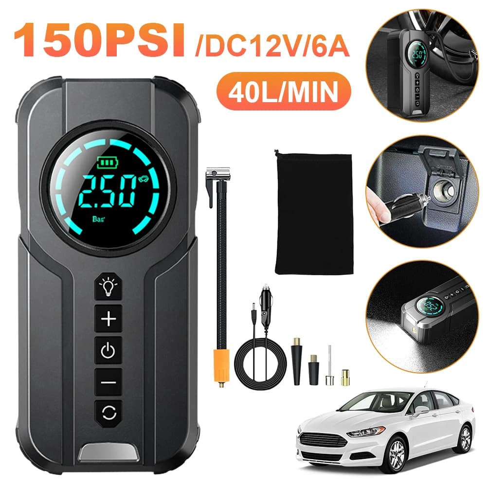 12V 100W Gonfiatore elettrico per pneumatici Compressore d'aria per auto portatile Pompa d'aria elettrica Gonfiatore 150 PSI Compressore d'aria wireless per palle
