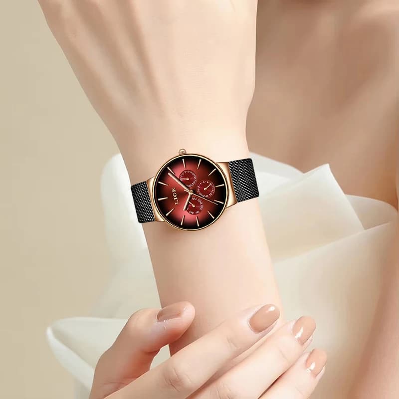 New Fashion LIGE Elegant Luxury Woman Watch Simple Ultra-thin Mesh Steel Belt Quartz Ladies Watches Waterproof Casual Date Clock
