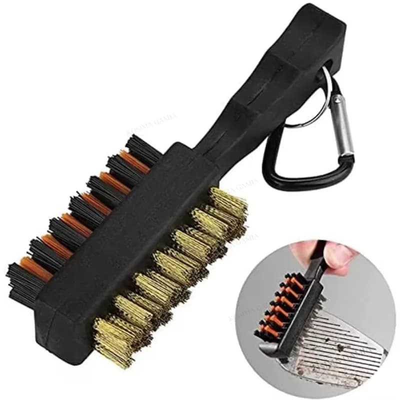 Spazzola multiuso leggera in nylon per la pulizia delle tacche delle scarpe da golf, strumento portatile in metallo a doppia faccia per la pulizia delle tacche delle scarpe da golf