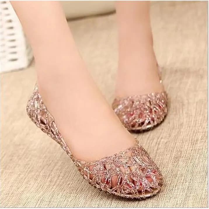 Nuovi Sandali Estivi da Donna con Cristalli, Scarpe Antipioggia in EVA con Fondo Piatto e Design Traforato