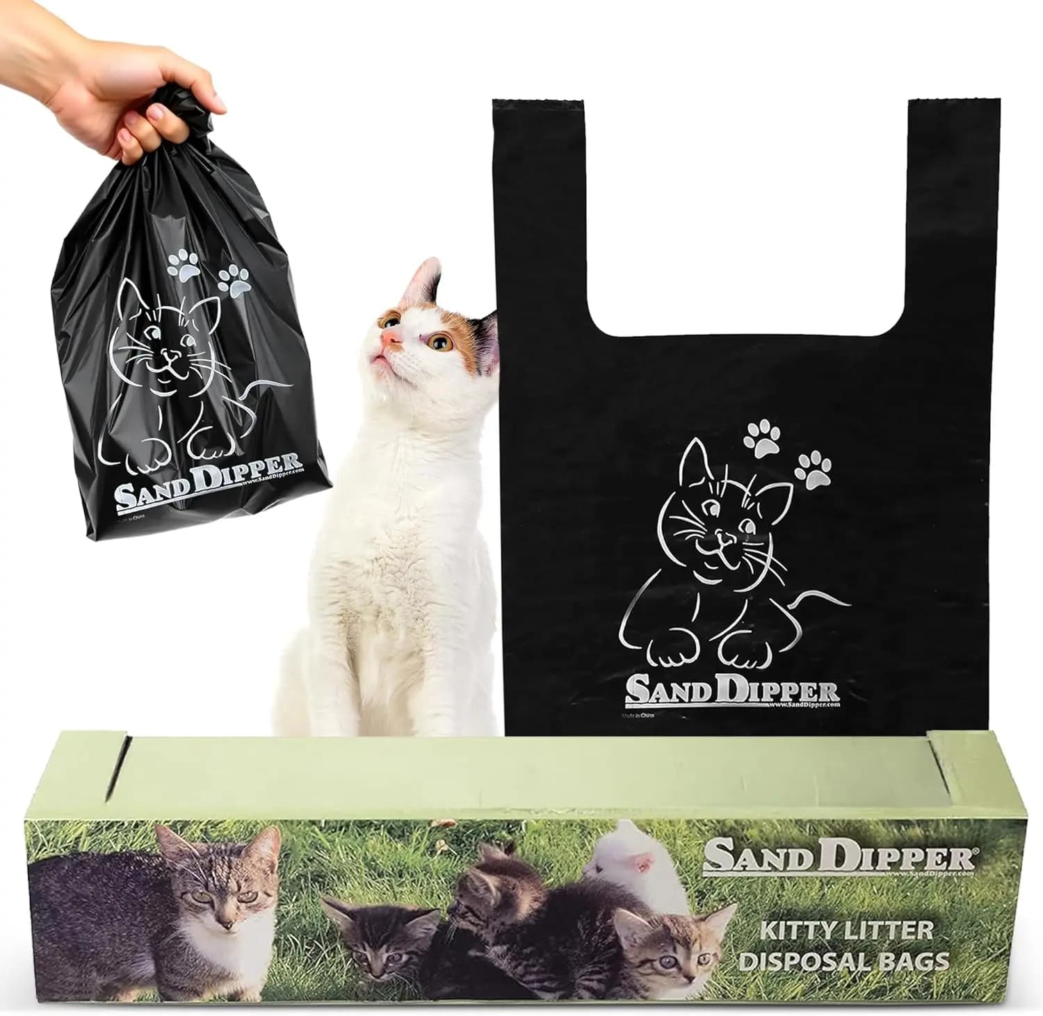 Sacchetti per lettiera per gatti Sand Dipper - Robusti, Spessi, Sigillanti per gli odori, Medio, 50 Rotoli per una Pulizia Facile