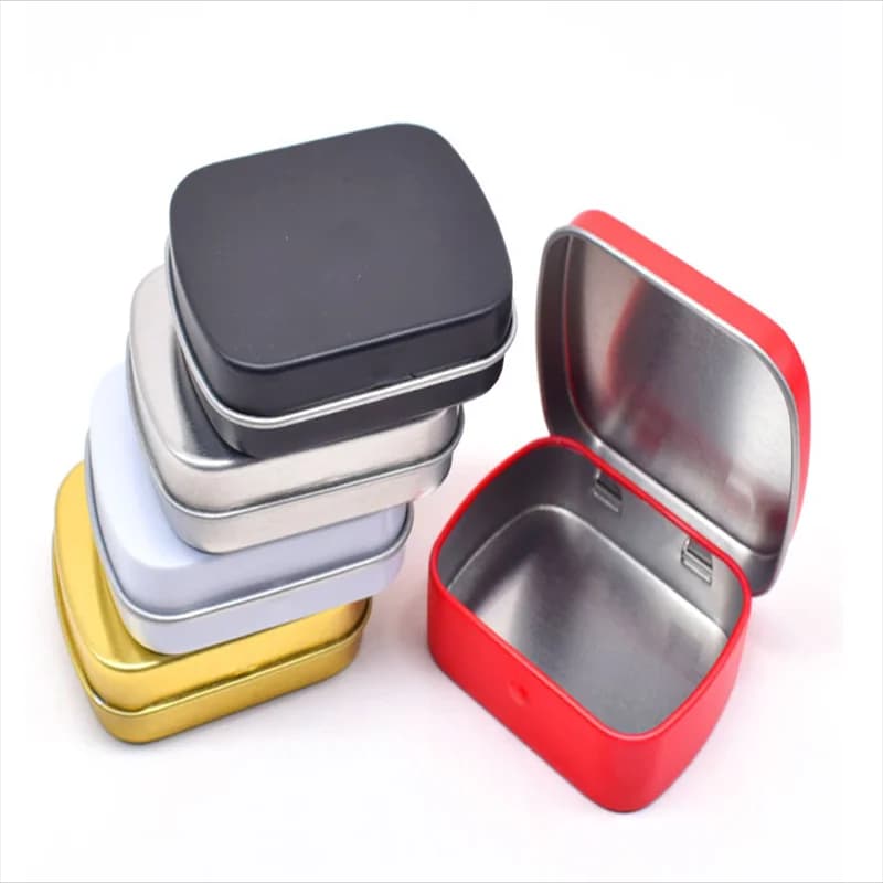 Mini metal hinged iron box Rectangular empty tin storage box Jewelry cases Candy pills Container Cosmetic Organizer Supplies for Home