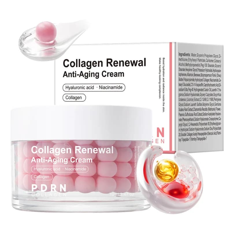 Crema Viso in Capsule al Collagene Rosa PDRN Antirughe Riparatrice Barriera Cutanea Per Tutti i Tipi di Pelle Idratante Rassodante Cosmetica Coreana