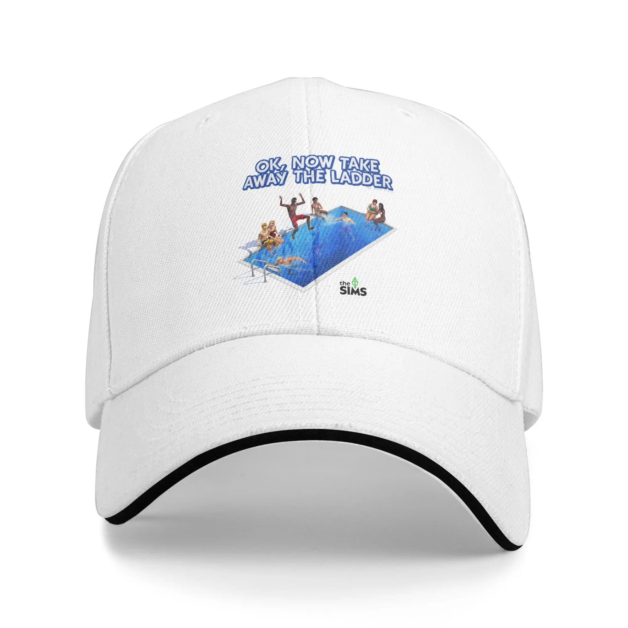 Baseball Hat The Sims Swimming Pool Take Away the Ladder, Unisex Summer Trucker Hat for Teenagers, Kpop Rock Style