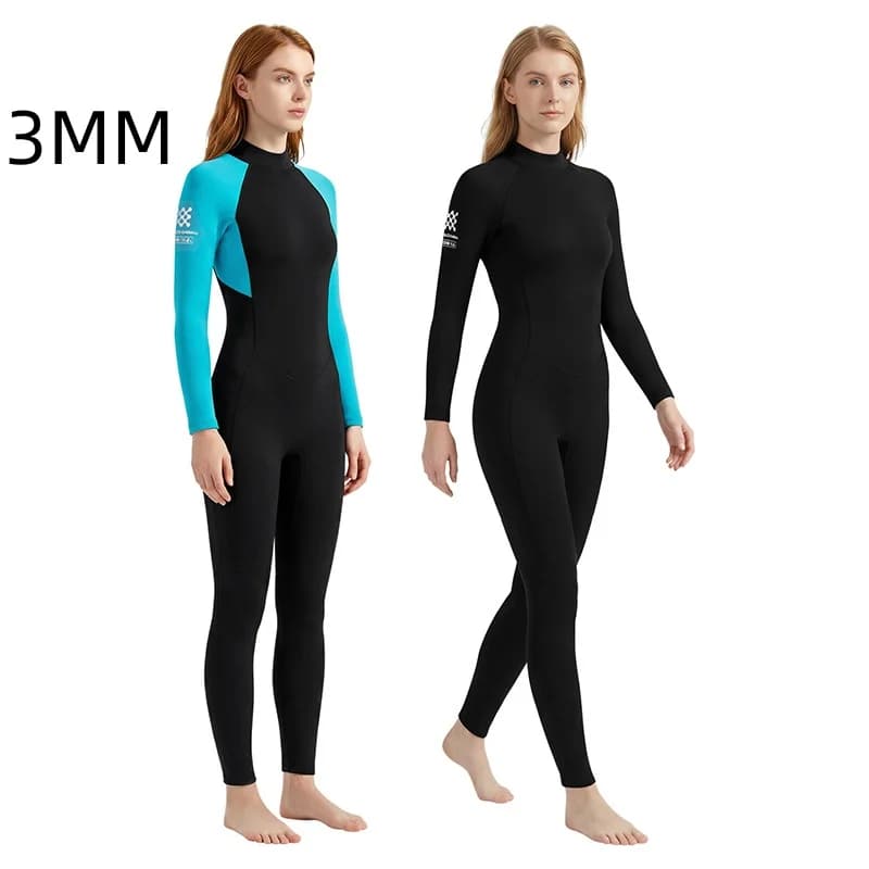 Muta da donna in neoprene da 3 mm, intera, a maniche lunghe, termica e calda, per immersioni, nuoto, snorkeling, surf, protezione dalle meduse