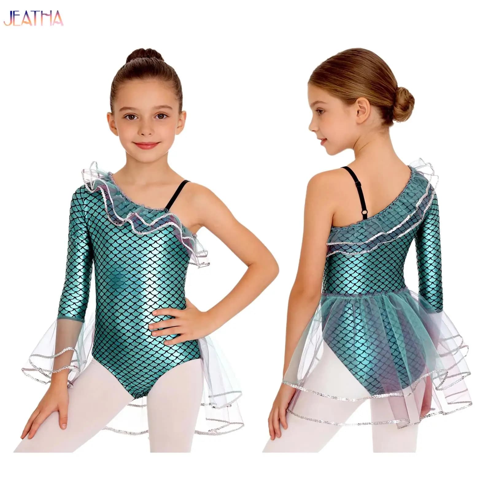 Ginnastica ritmica Pattinaggio di figura Body Dress Ragazze Halloween Sirena Costume cosplay Ballerina Balletto Danza Body Jersey