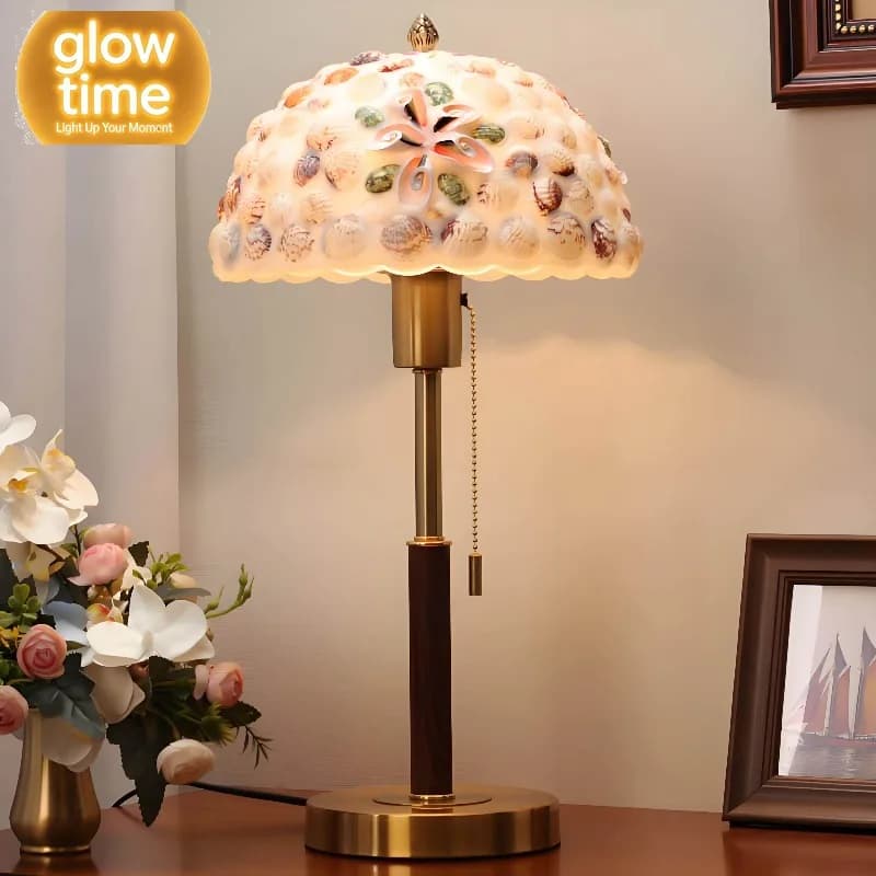 Shell nostalgic retro desk lamp light luxury American warm French desk lamp high-end study bedroom bedside atmosphere lamp