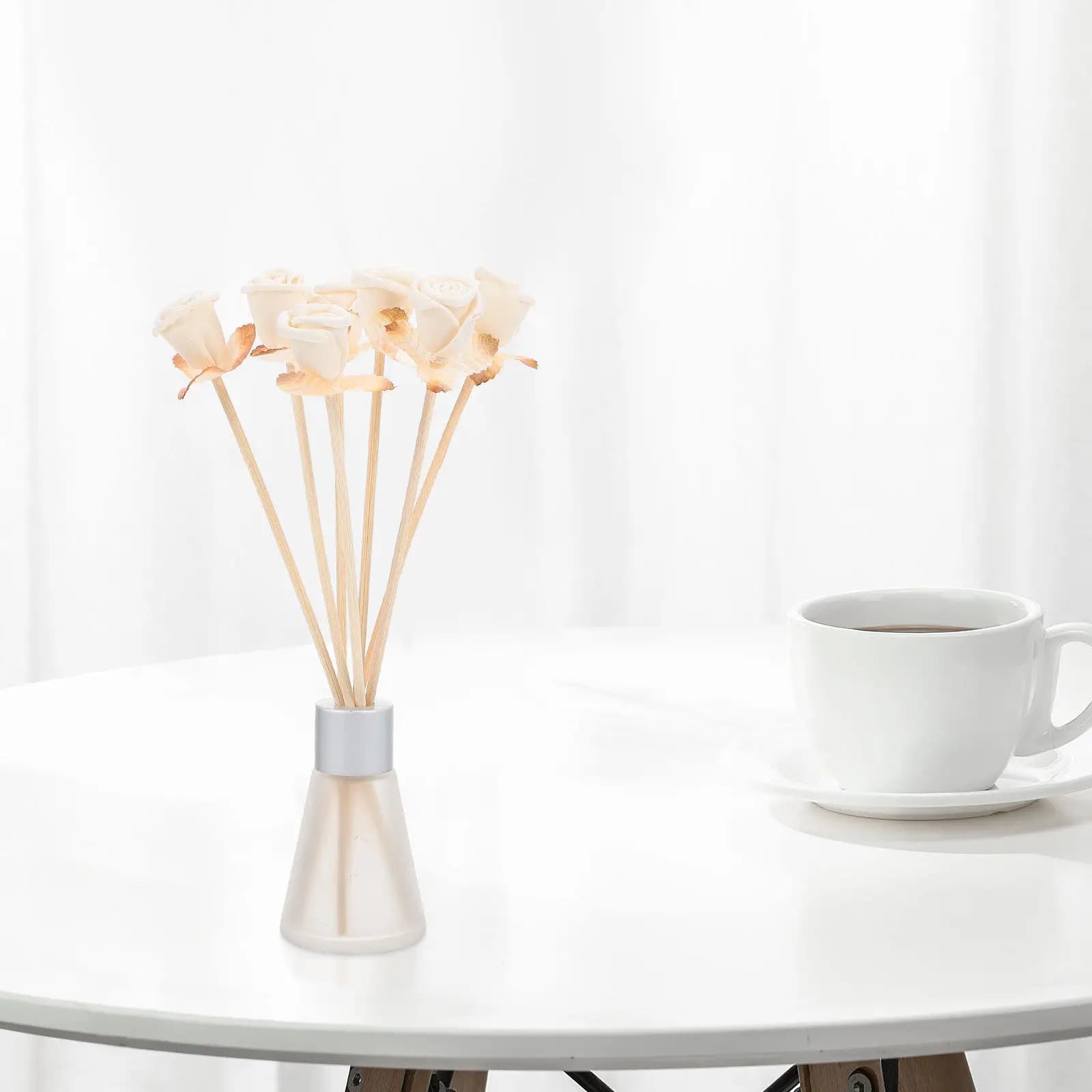 12Pcs Elegant Aroma Diffuser Flowers Made of High Quality Natural Wood for Living Room Desk Vase Decoration Scented Flower Aroma