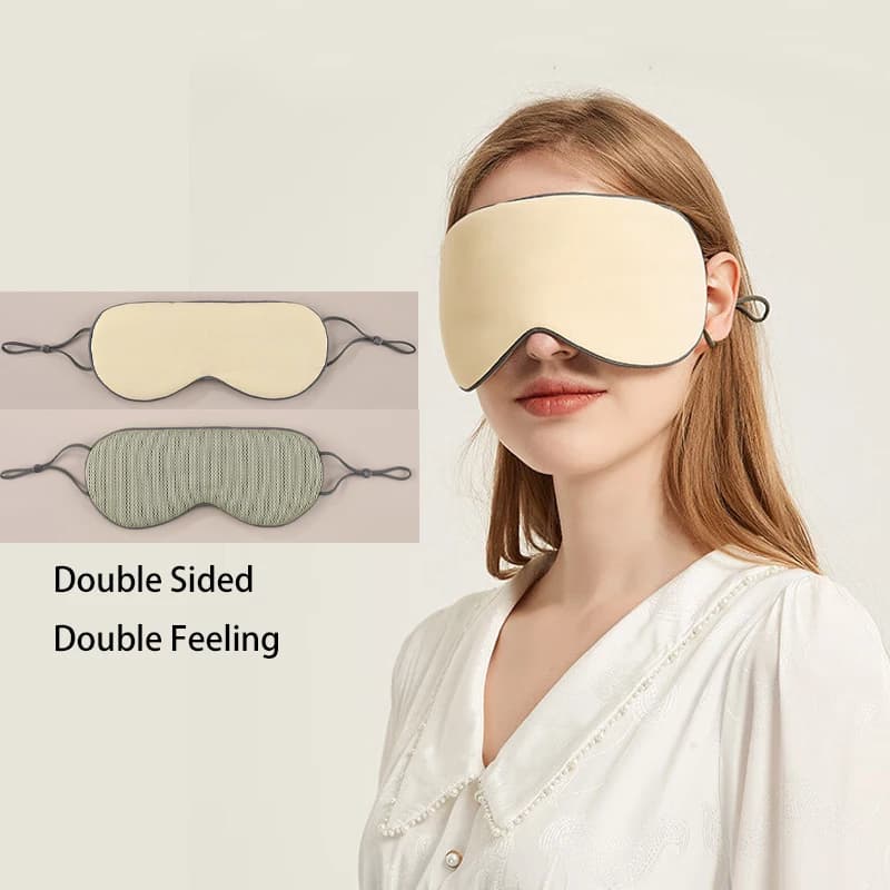 Blackout Sleep Eye Mask for Men Women, Adjustable Cooling Silk Sleep Mask, Double-Sided Breathable Eye Cover for Sleeping, Travel, Nap and Relaxation