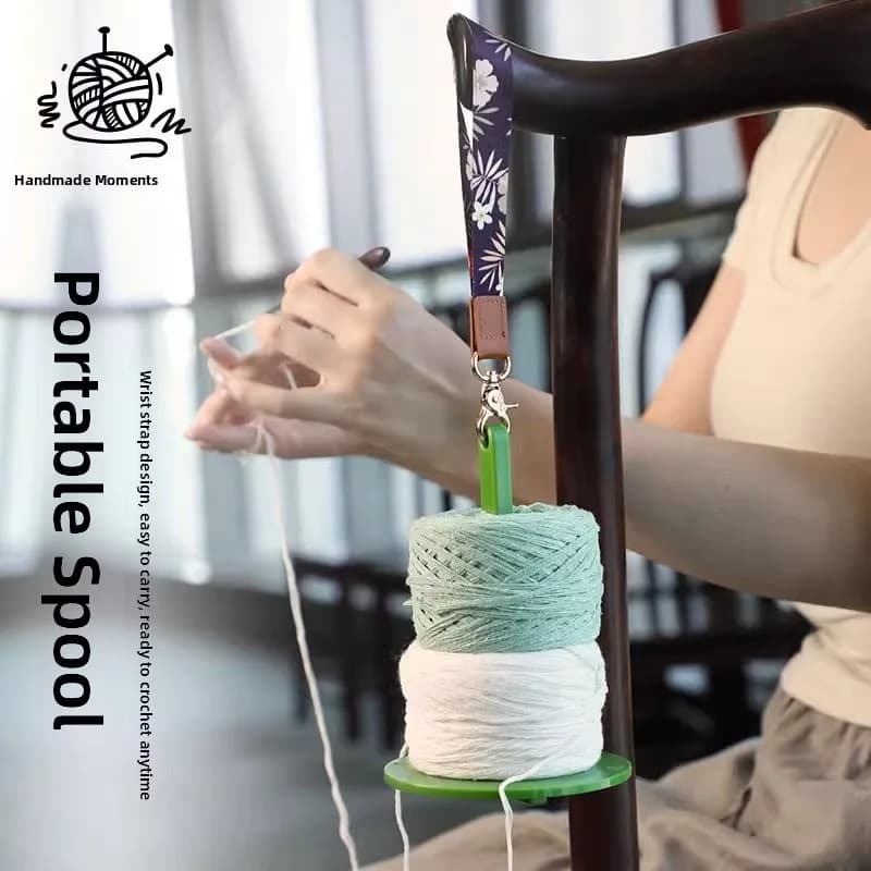 Supporto Portatile in Legno e Pelle per Gomitoli di Filato, Cintura Porta Filato per Lavori a Maglia, Organizzatore per Filati, Strumenti e Kit Fai-da-te per Cucito e Tessuti Domestici