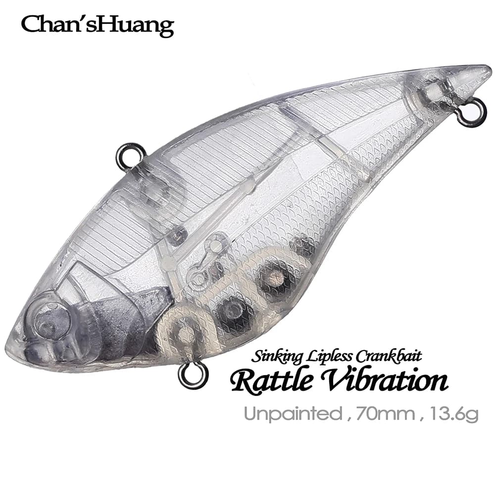 Chan'sHuang 20PCS Unpainted Blanks Bait 70mm 13.6g Sinking Lipless Crankbait Rattles VIB Vibration esche da pesca artificiali fai da te
