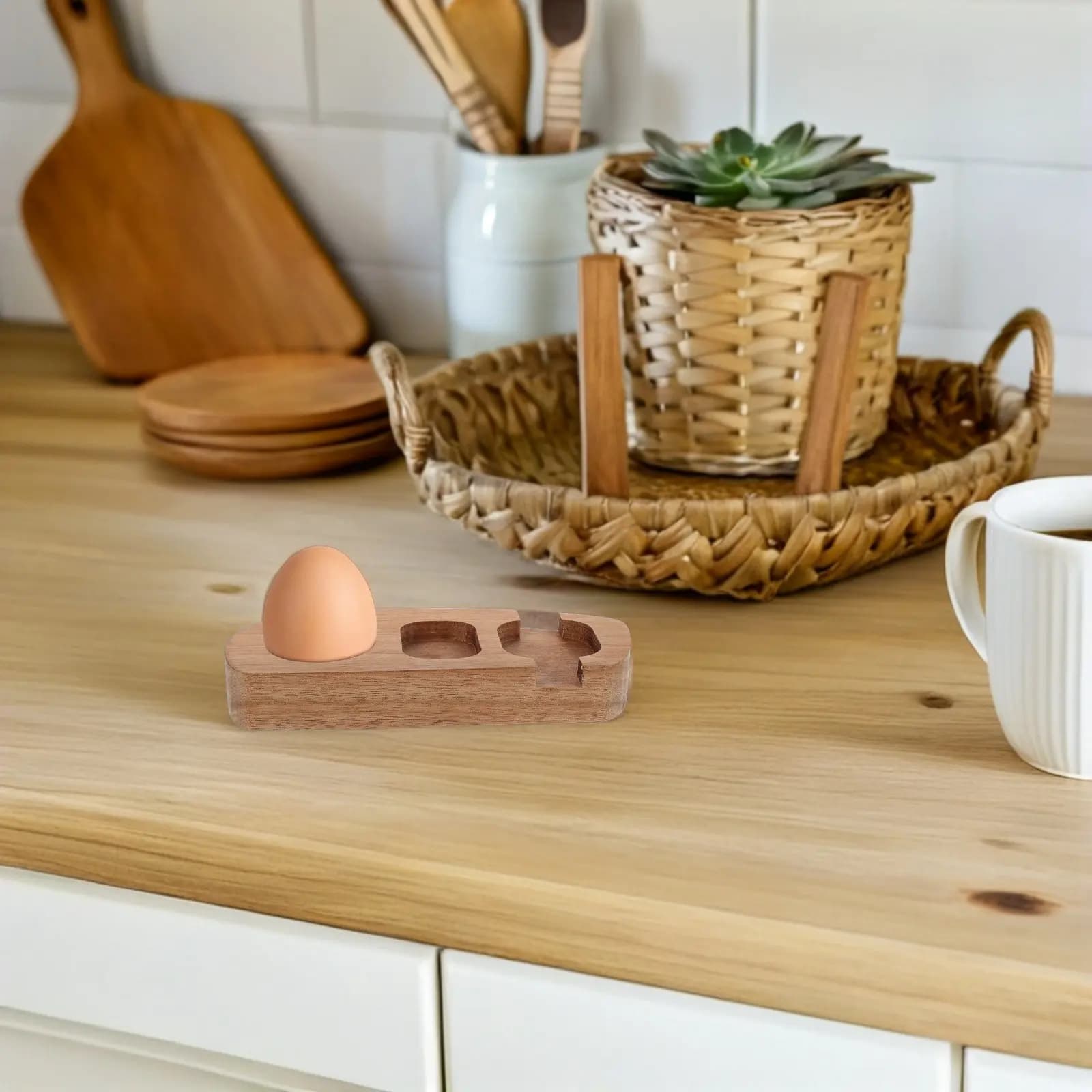 Wooden Egg Holder Solid Wood Deviled Egg Serving Tray Rustic Kitchen Accessory for Countertop Refrigerator Display Charcuterie