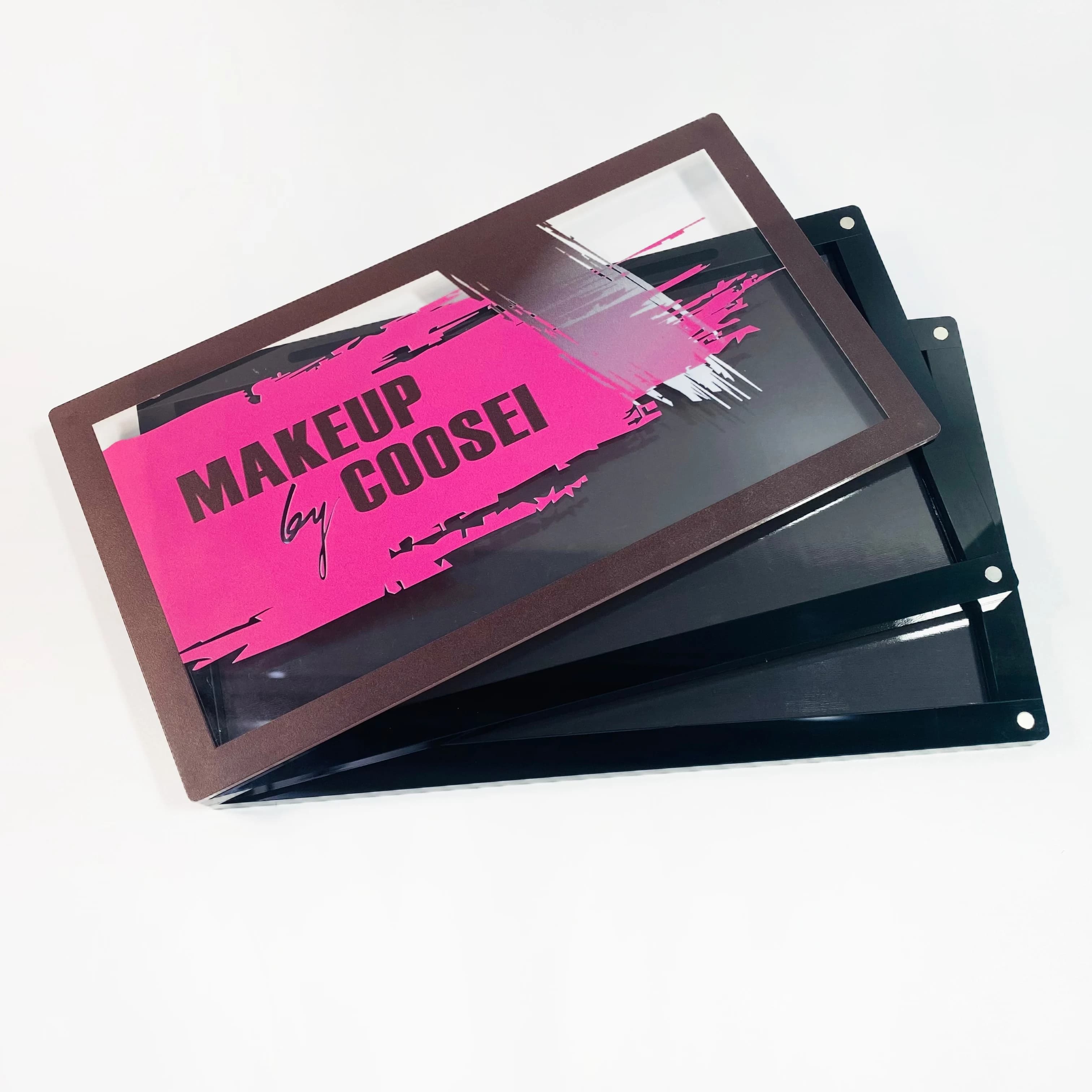 Empty Magnetic Eyebrows Palettes for 2 Levels in Acrylic with Transparent Cover, Customizable for Your Large Makeup Set