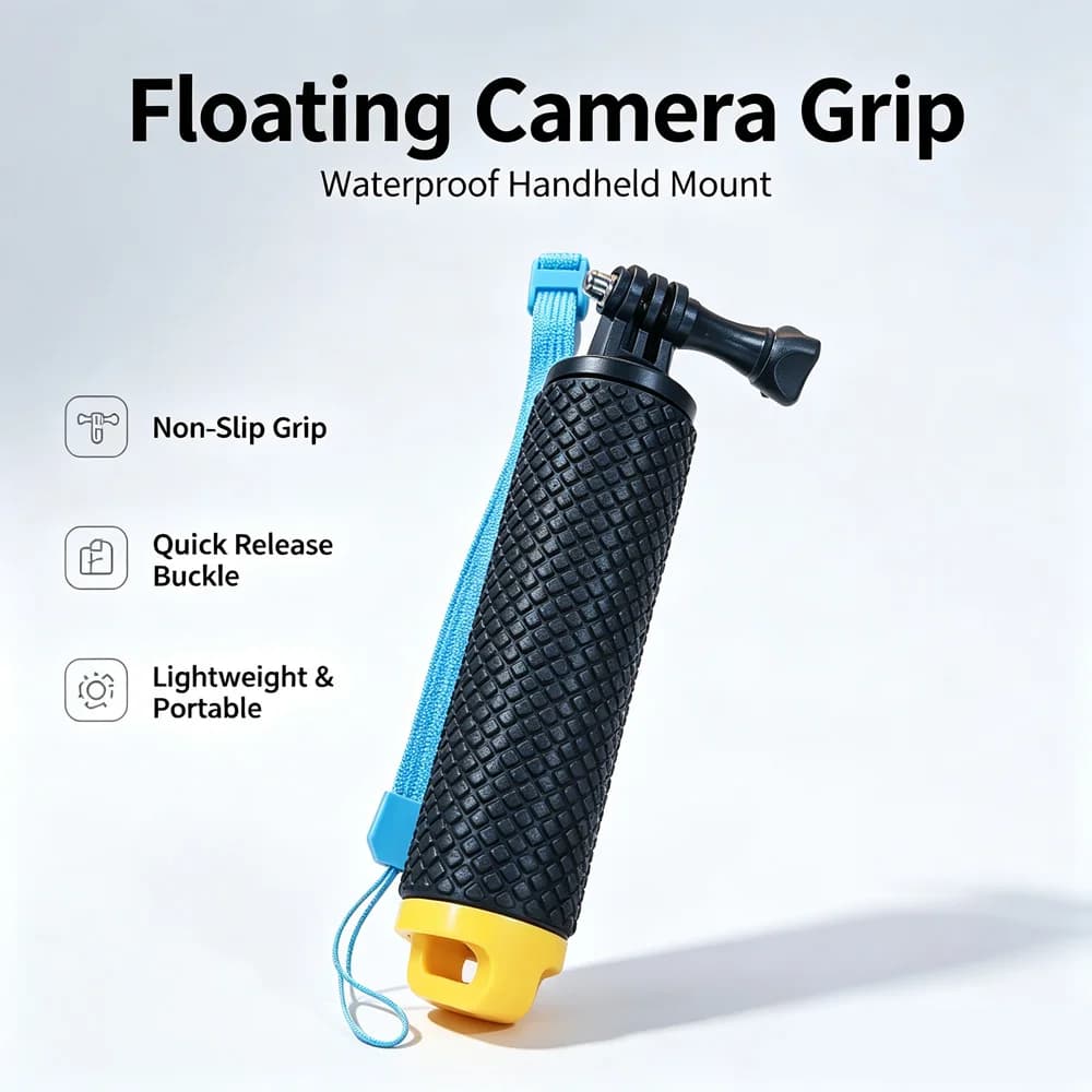 Underwater Floating Hand Grip Monopod Pole for GoPro Hero 13/12/11/10/9/8/7/6 Insta360 X4/X3 DJI Osmo Action 5/4/3 - Durable Cam