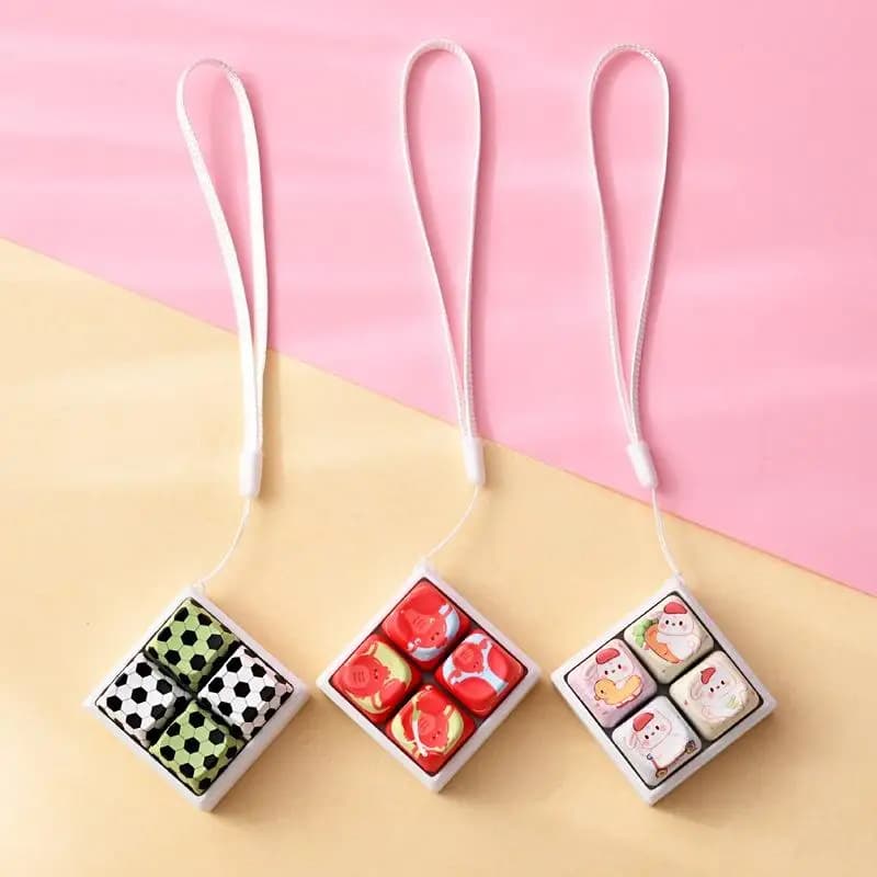 Mini Keyboard Fidget Clicker Toy with Football Pattern Lanyard Silent Stress Relief Fidget Toy for Home Office Daily Use